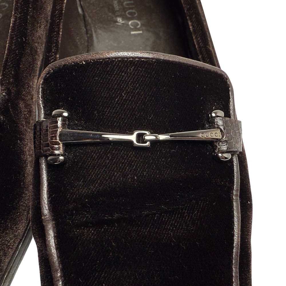 GUCCI Women's Suede Bit Loafers, Espresso Brown, Silver Bit Hardware, Size 8.5 B - Picture 7 of 13